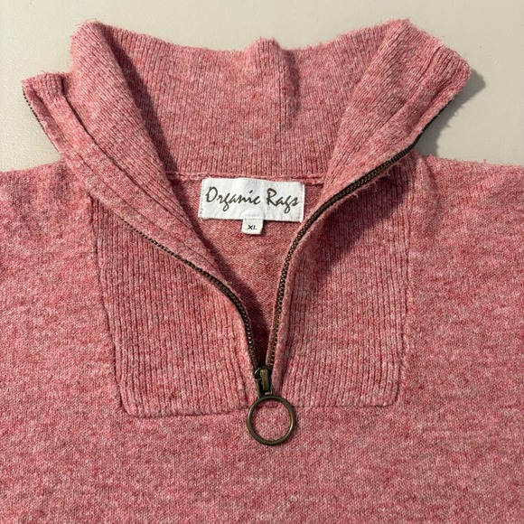 Organic Rage Women's Pink Marled Knit Quarter Zip Sweater Pullover XL Comfy - Picture 3 of 10